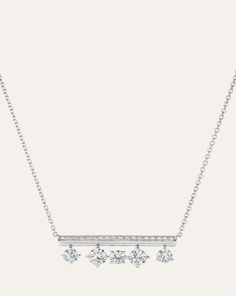 18K Gold Barre Floating Diamond Pave Necklace